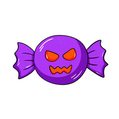 Scary purple halloween candy isolated on transparent background