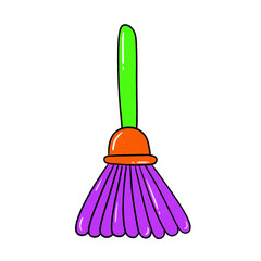 Colorful witch broomstick isolated on transparent background