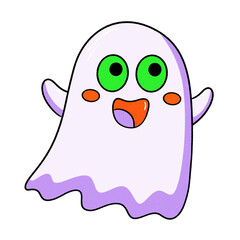 Obraz premium Cute cartoon ghost isolated on transparent background