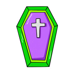 Obraz premium Cartoon coffin with cross isolated on transparent background
