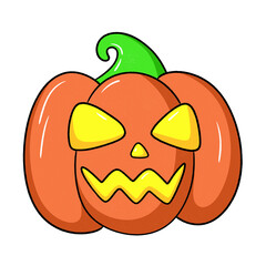 Orange jack o lantern pumpkin isolated on transparent background