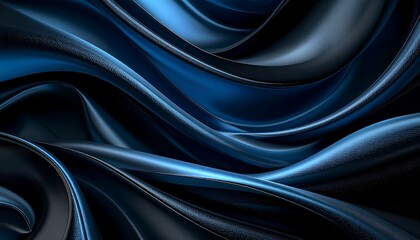Fototapeta premium Abstract dark blue flowing fabric; smooth, elegant curves