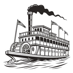 "Pirate Ship Vector | Generative AI Linocut Silhouette Design"