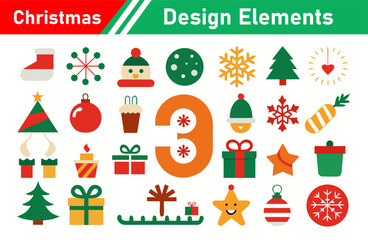 Festive Christmas Design Elements A Collection of Holiday Icons and Decorations