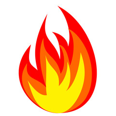 Flat Fire Icon, Red and Yellow Flame Vector