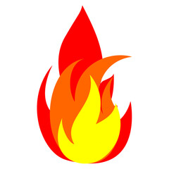 Flat Fire Icon, Red and Yellow Flame Vector