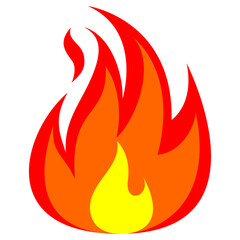Flat Fire Icon, Red and Yellow Flame Vector