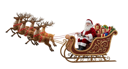 Santa Claus Driving a Reindeer Sleigh