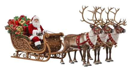 Santa Claus Driving a Reindeer Sleigh