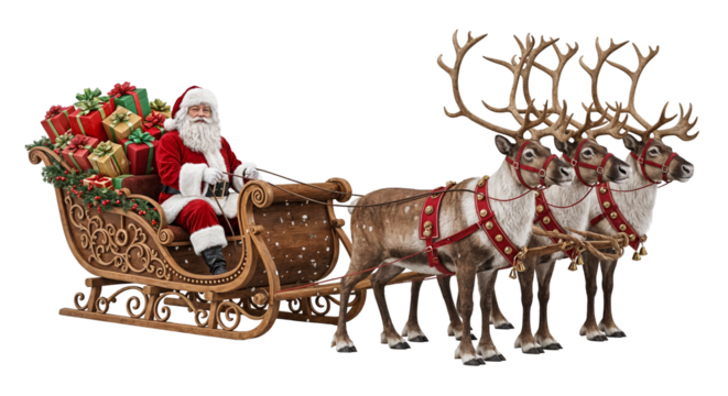 Santa Claus Driving a Reindeer Sleigh