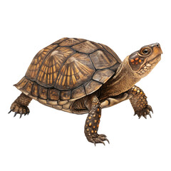 Obraz premium Eastern Box Turtle: Close-up View of Reptile on transparent background