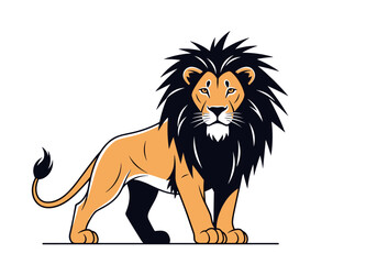 Obraz premium Majestic king of the jungle standing proudly in a powerful pose displaying his magnificent mane and strength