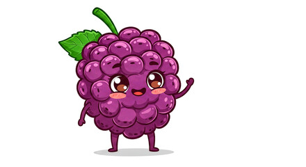 Cheerful Mulberry Cartoon Character Isolated on White Background