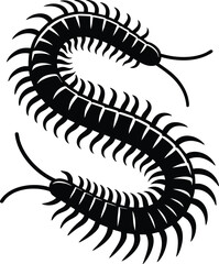 Dangerous centipedes insect silhouette vector illustration isolated on white background