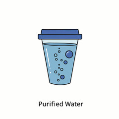 This sleek, minimalist purified water sign icon provides clear, modern instructions for a contemporary office environment, enhancing user experience and corporate branding.