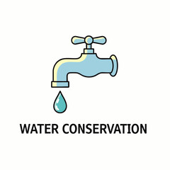 A sleek minimalist water conservation sign with a dripping tap icon, perfect for modern office interiors, facilities management, and clear environmental guidance.