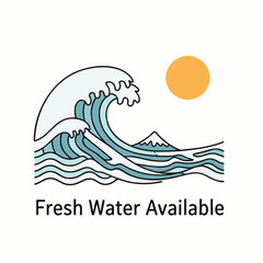 A sleek, minimalist 'Fresh Water Available' sign, with clean aesthetics, provides clear instructions for modern office interiors, enhancing corporate brand.