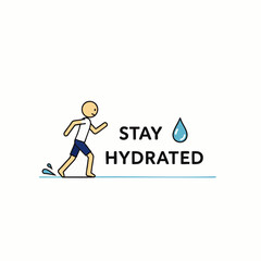 This sleek, minimalist illustration promotes health and essential hydration, ideal for modern office environments requiring clear directional signage and corporate branding.