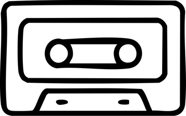 Obraz premium Retro Cassette Tape Doodle Illustration.