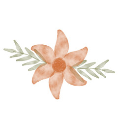 Summer flower in watercolor stye, hand painted art floral
