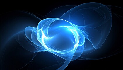 Intricate digital artwork depicting a swirling blue energy field against a dark background.