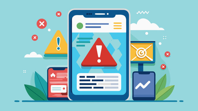 Digital illustration of a hand holding a smartphone screen showing bold text “Fake News”, symbolizing misinformation, propaganda, and lies in online media.