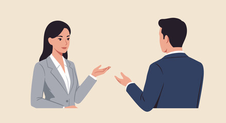 Obraz premium Businesswoman and Businessman in Professional Conversation.