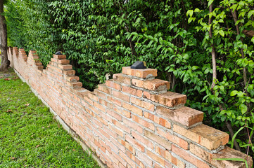 Brick wall in the garden
