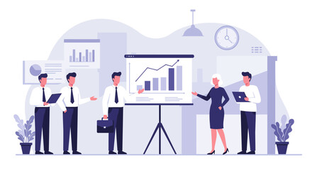 Business Team Presenting Financial Data on Board.
