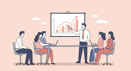 Business Presentation with Graph and Team Members.