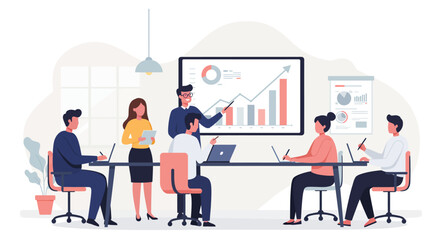 Business Team Meeting Analyzing Financial Growth Charts.