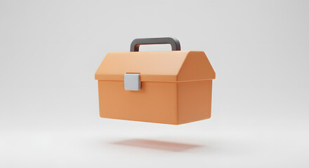 Floating Orange Toolbox 3D Render - Home Repair, Maintenance, and DIY Tools Concept