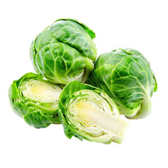 Fototapeta premium Piece of Brussels Sprouts isolate on transparency background
