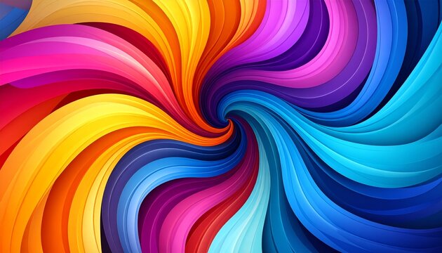 A vibrant and colorful abstract swirl of rainbow colors creating a dynamic and energetic visual effect.