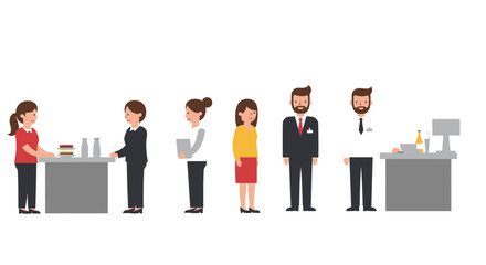 Obraz premium Diverse Group of Cartoon People in Various Professions.