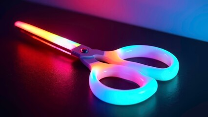 Gradient neon scissors display