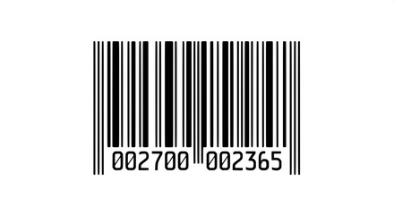 A close-up shot of a barcode with the numbers 002700 002365 printed clearly below, highlighting product identification and retail systems