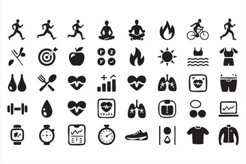 Health, Fitness, and Workout Icons for Digital and Web Use