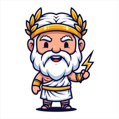 Naklejka premium Cute chibi mascot of Zeus