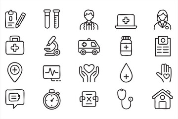 Complete Set of Medical, Health, and Treatment Vector Icons