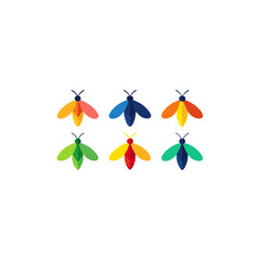 6 firefly icons  vector  colorful  white background