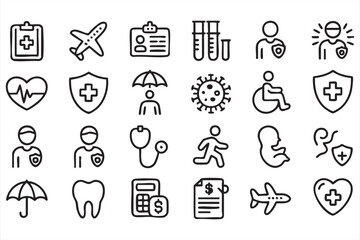 Healthcare and Medical Icons Collection in Black and White