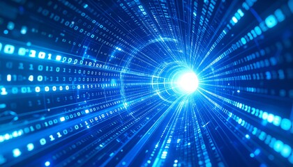 Abstract digital tunnel with binary code