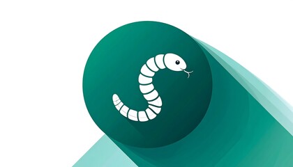 Obraz premium A friendly worm icon, displayed against a gradient of teal and hunter green, is presented in a simple design style.