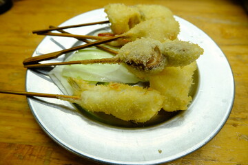 Japanese Pub Food (Izakaya): A Plate of Fried Kushiage Skewers