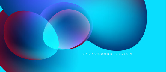Abstract vibrant shapes overlap. Blue, purple hues create modern background design. Smooth gradients offer dynamic visual effect.