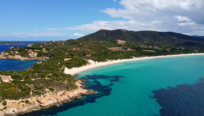 Naklejka premium Aerial view of a pristine beach and turquoise water