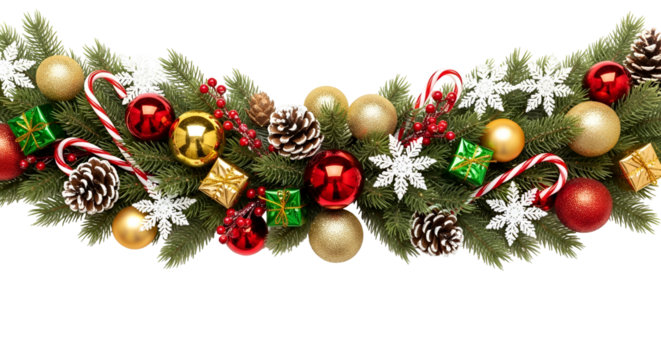  Festive Christmas Garland with Ornaments and Pinecones