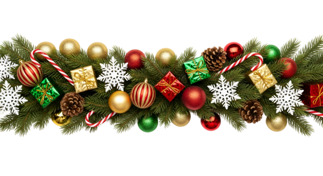  Festive Christmas Garland with Ornaments and Pinecones