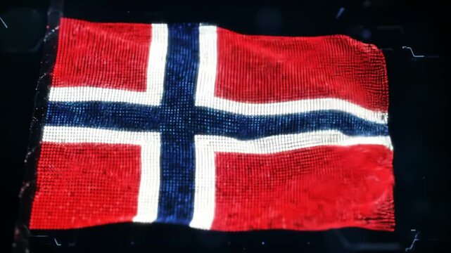 Digital Norwegian flag, pixelated design